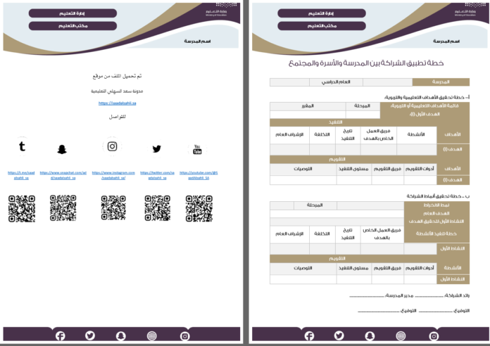 خطة الشراكة بين الأسرة والمجتمع